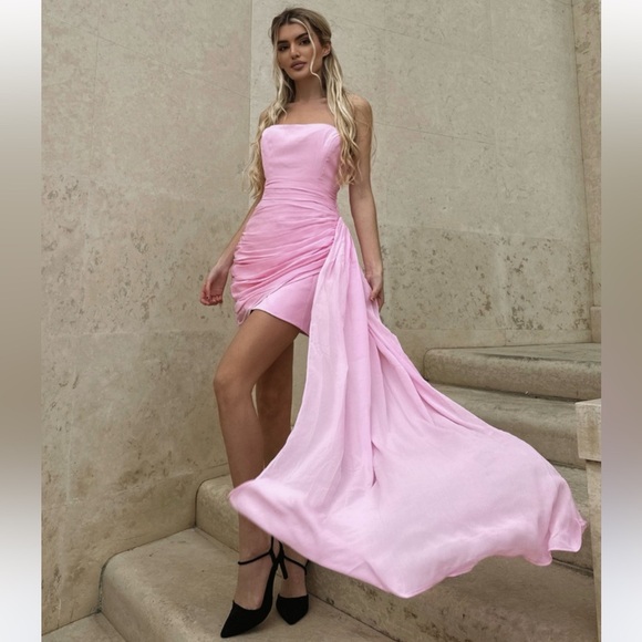 Runaway the label Night Lover mini dress Pink Strapless musk L - Picture 1 of 13